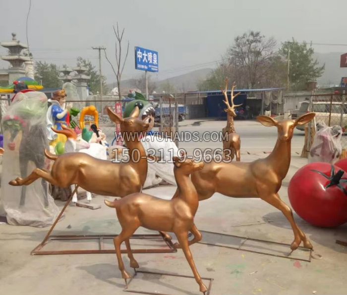 小鹿奔跑铜雕雕塑