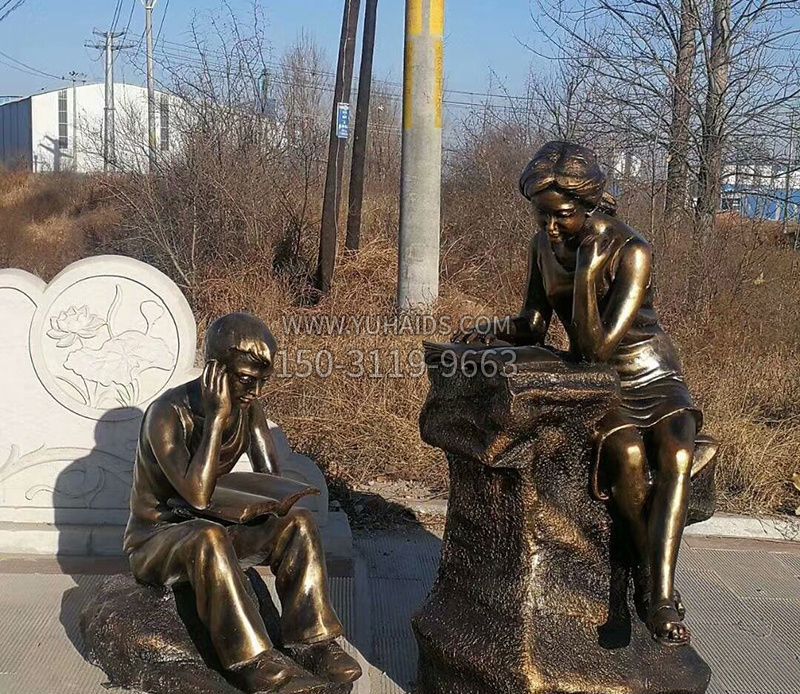 校园人物读书铜雕雕塑