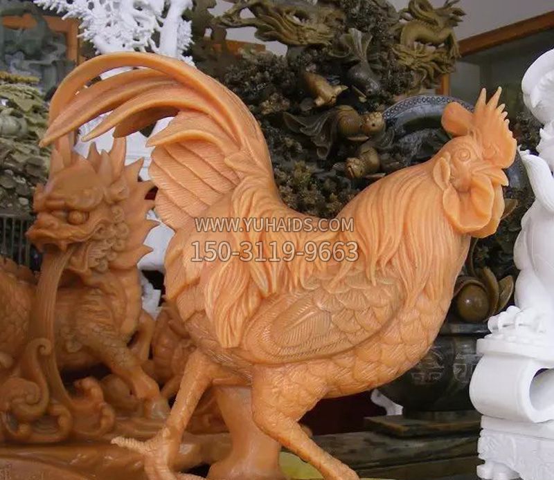 小型动物公鸡石雕雕塑