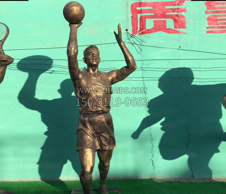 校园铜雕打篮球人物雕塑