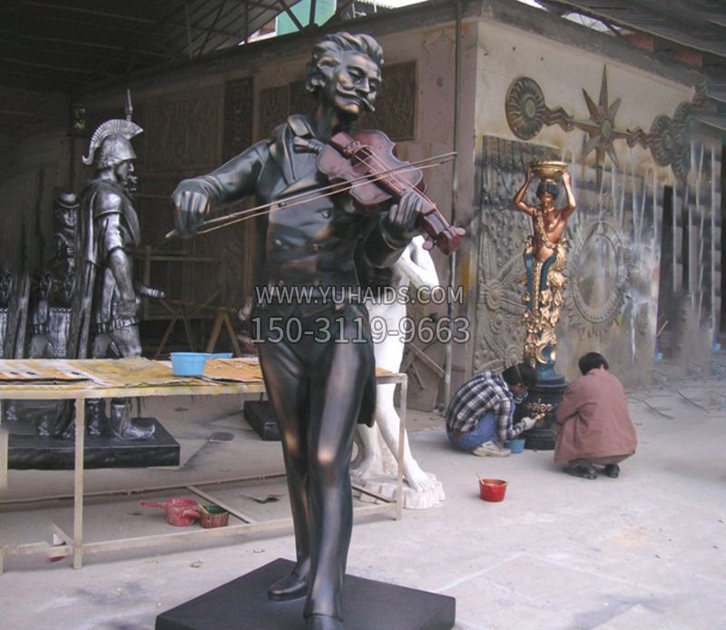 小提琴演奏人物景观铜雕雕塑