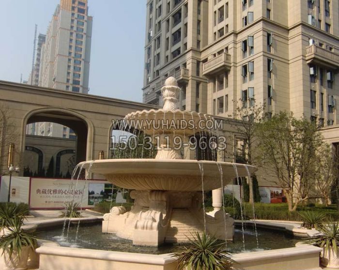 校园景观大型多层喷泉石雕雕塑