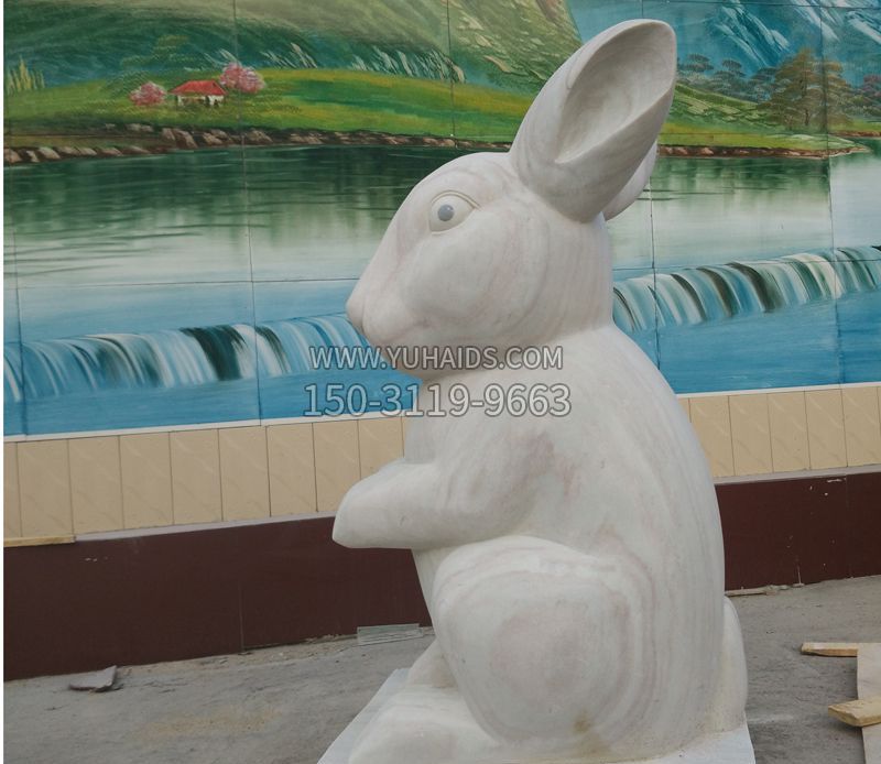 小兔子石雕动物雕塑