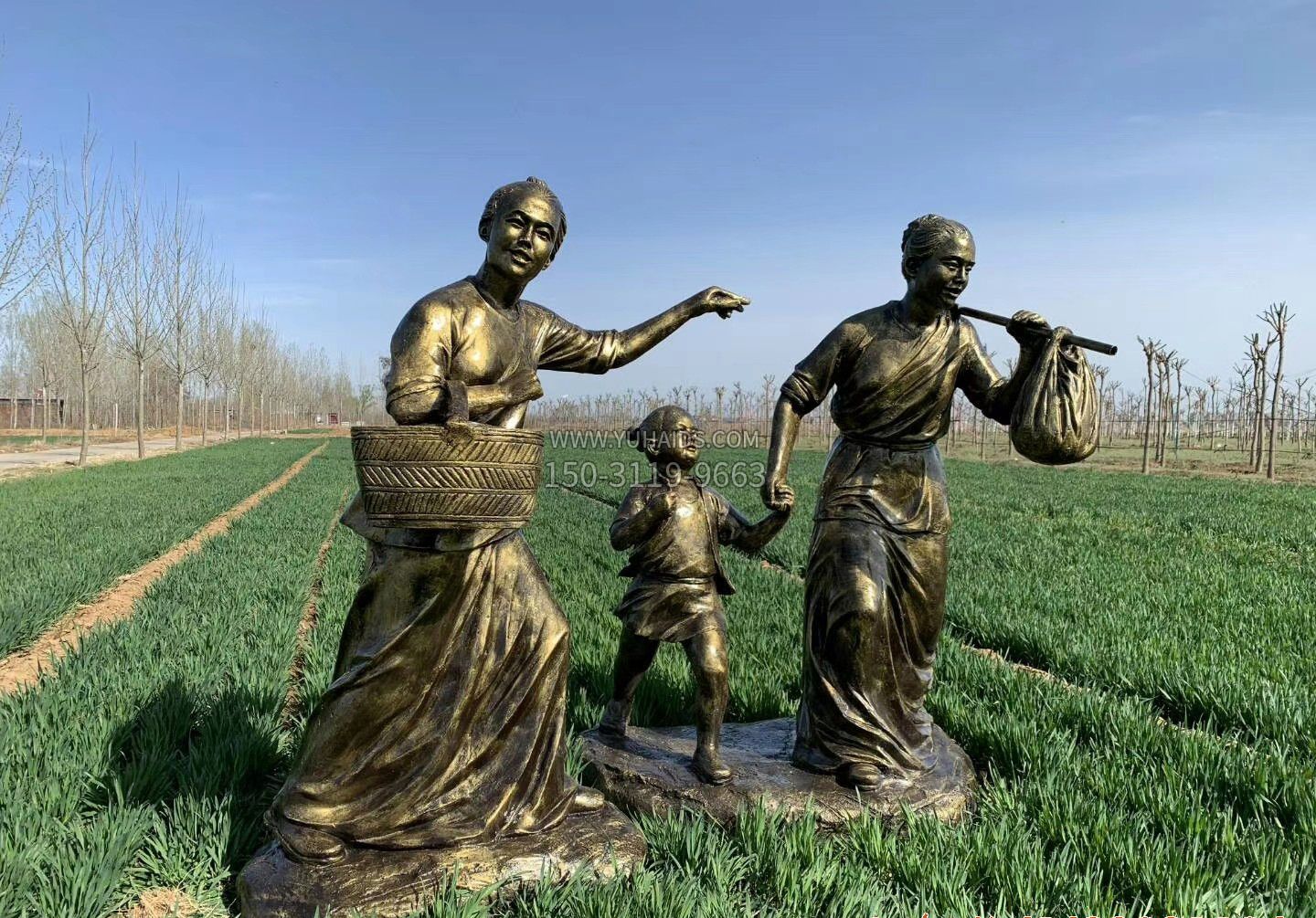 一家三口人物铜雕雕塑