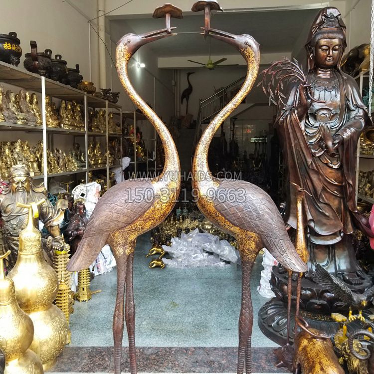 延年益寿仙鹤铜雕雕塑