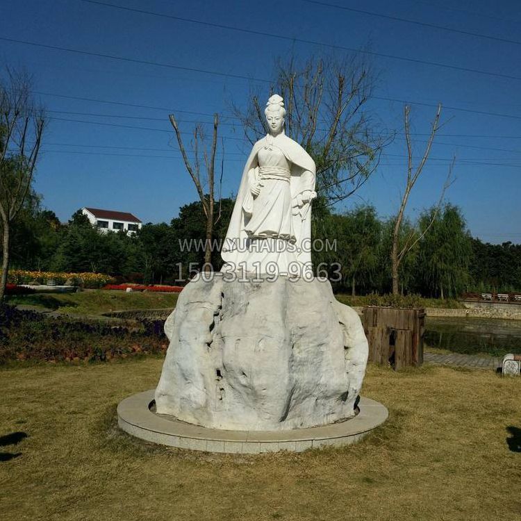 虞姬石雕塑-公园历史名人楚汉时期美女雕像