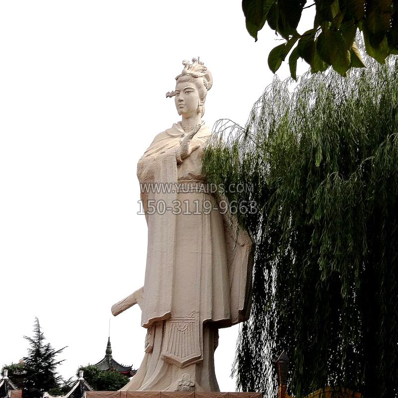 虞姬砂岩石雕-景区园林古代人物著名美女雕像雕塑