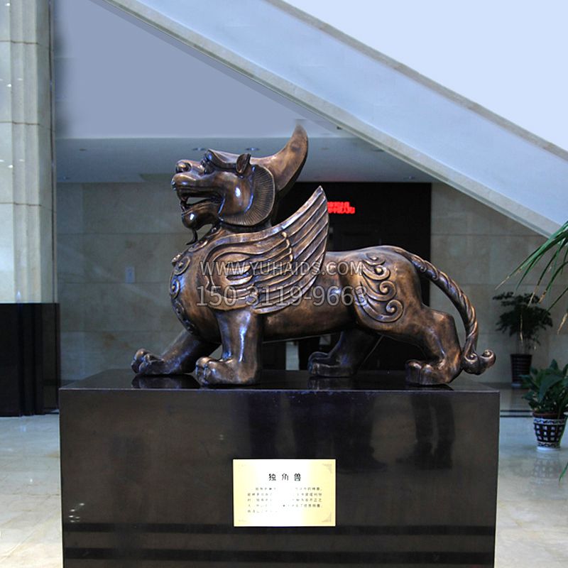 獬豸铜雕摆件-法院公正神兽雕塑