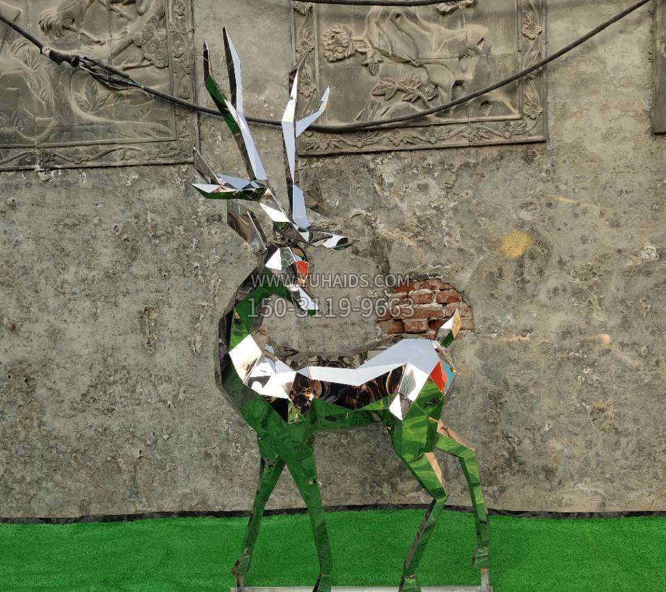 园林不锈钢抽象小鹿雕塑