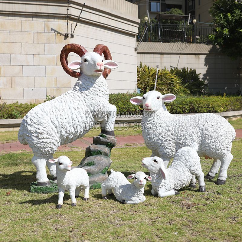 羊雕塑玻璃钢仿真-小区园林草坪动物摆件