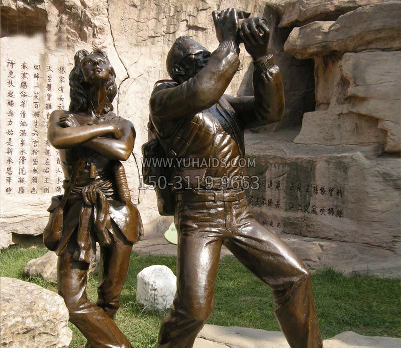 游玩的西方人物铜雕雕塑