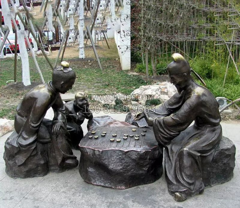 园林古人下棋人物铜雕雕塑