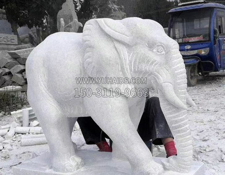 写实大象石雕雕塑
