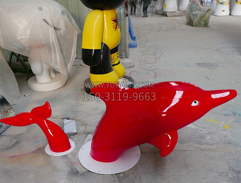 园林广场创意海豚入水出水雕塑摆件