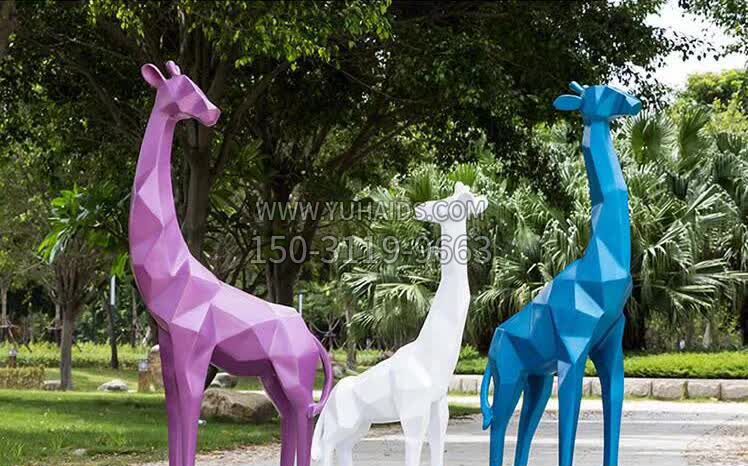 园林不锈钢动物长颈鹿雕塑