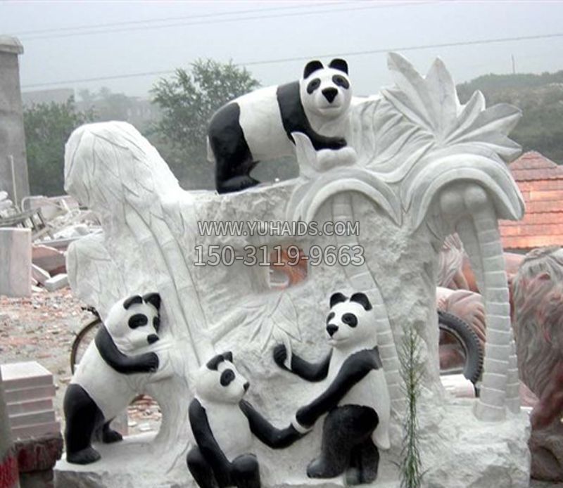 熊猫动物景观石雕雕塑