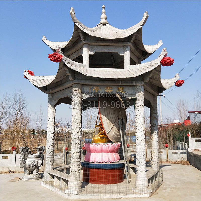 园林亭子双层凉亭雕塑