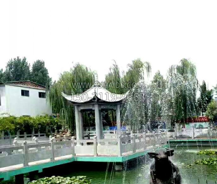 园林景观单层六角石雕凉亭雕塑