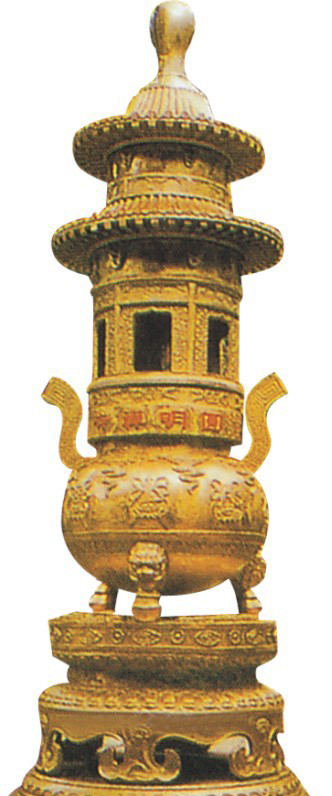 圆明禅寺铜香炉雕塑