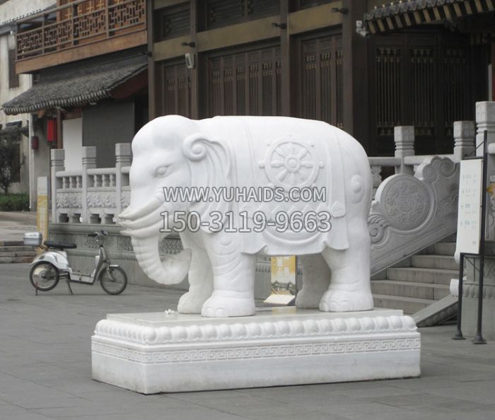 招财动物汉白玉大象石雕雕塑