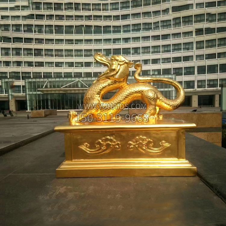 雕塑雕塑 中国古代神话中的创世神青龙鎏金铜雕景观<a href=