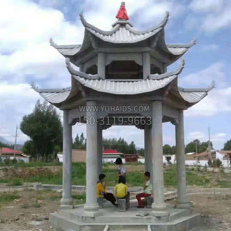 中式庭院石凉亭雕塑