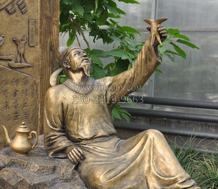 著名诗人李白铜雕小品雕塑