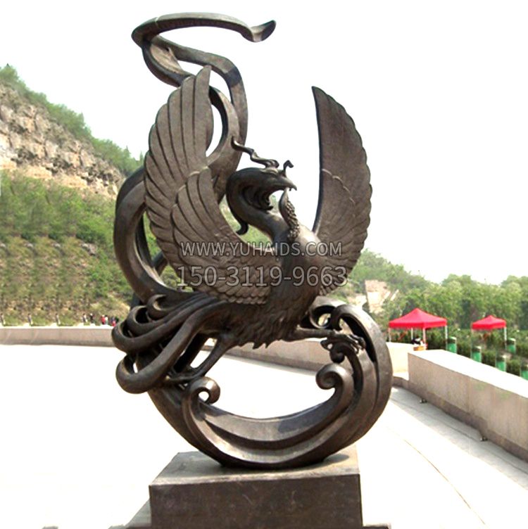 中国古代神话中的创世神朱雀景观铜雕雕塑