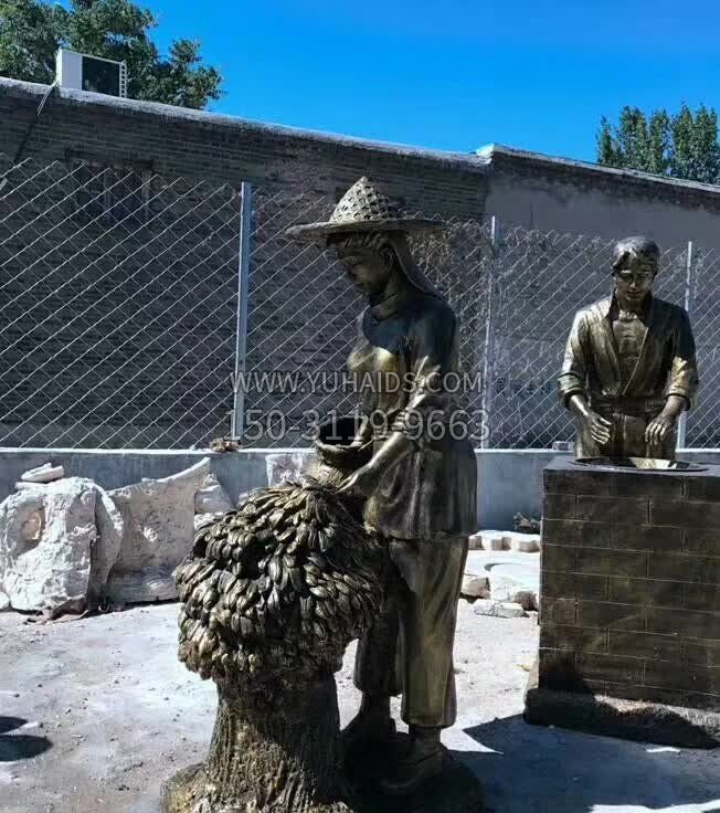 制茶工艺流程人物铜雕雕塑