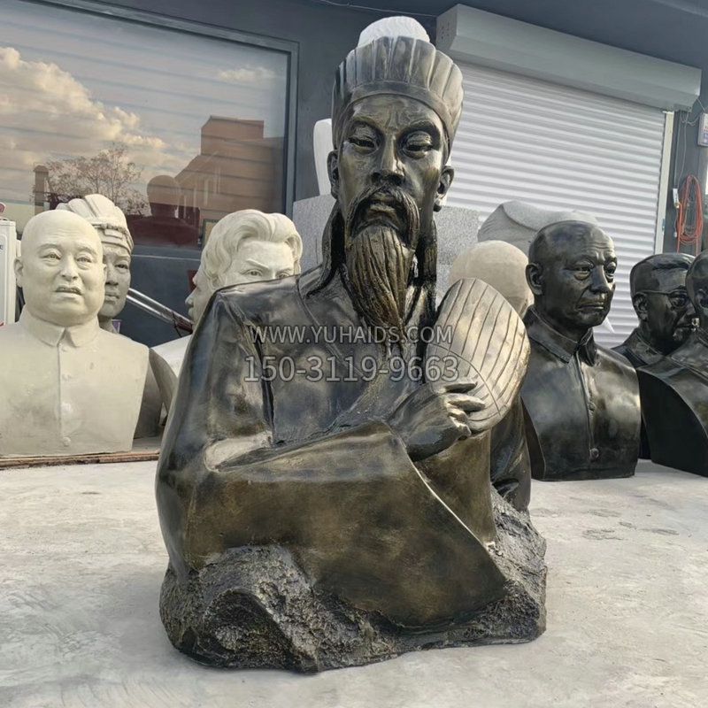 诸葛亮半身像-玻璃钢仿铜三国人物古代著名军事家雕像雕塑