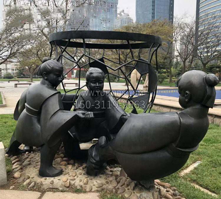 铸铜公园司马光砸缸儿童雕塑