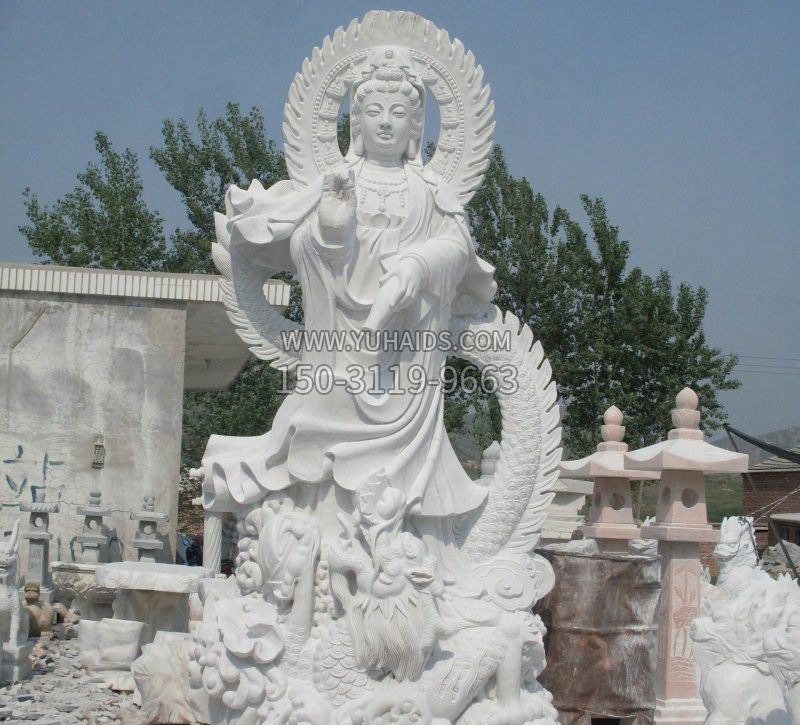 宗教庙宇乘龙观音石雕雕塑
