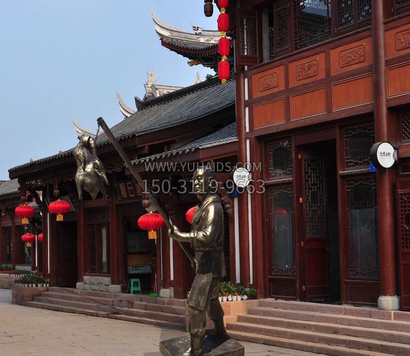 做烤鸭的古代人物铜雕雕塑