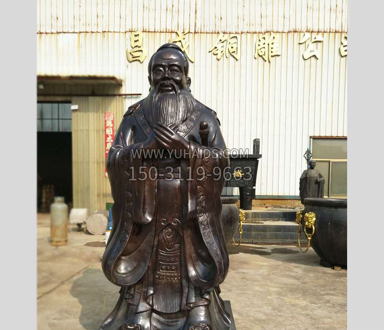 铸铜校园文化孔子雕塑