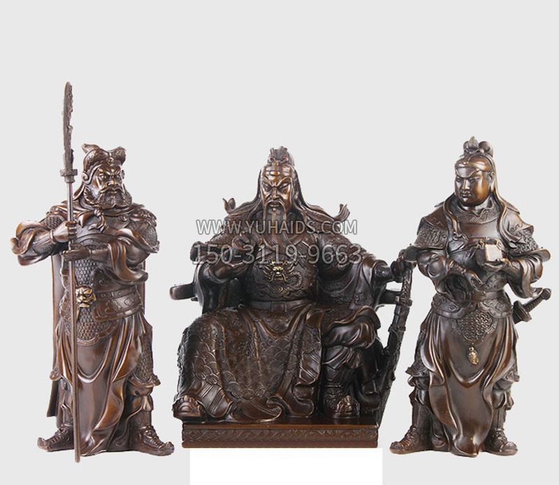 坐着的古代人物关公铜雕雕塑