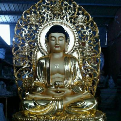 铸铜三宝佛雕塑