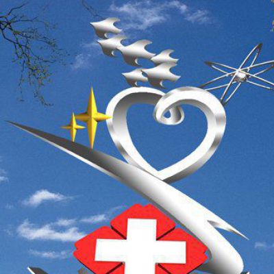 医院不锈钢红十字雕塑