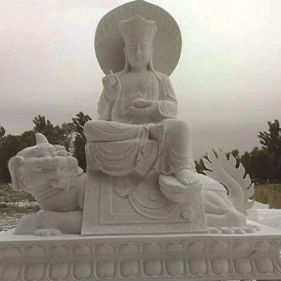 石雕乘谛听的地藏菩萨