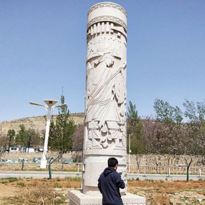 广场景观大理石文化柱石雕 (3)