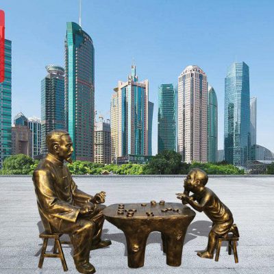 城市景观摆件下象棋铜雕塑
