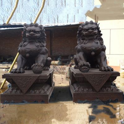 北京狮子铜雕塑-企业商场看门辟邪招财神兽