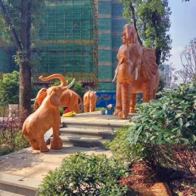 玻璃钢卡通大象雕塑-小区园林动物景观雕塑