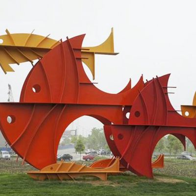 不锈钢城市大型抽象鱼雕塑