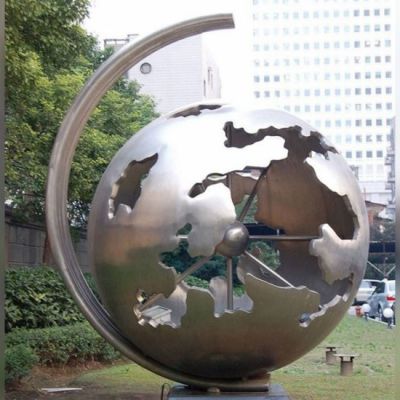 不锈钢企业抽象地球仪雕塑