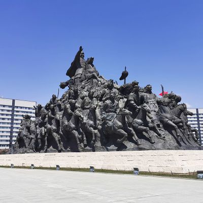 城市广场蒙古骑兵青铜人物雕像群景观雕塑
