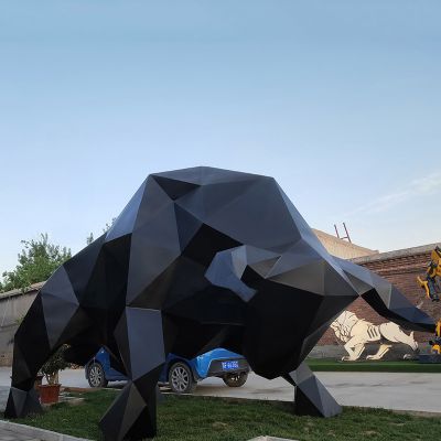抽象华尔街牛大型玻璃钢公园园林动物雕塑