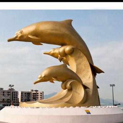 城市广场大型海豚铜雕