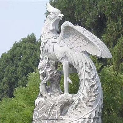 大理石神兽凤凰景观石雕，景区公园园林大型动物雕塑