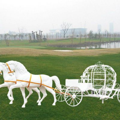 大型欧式马车动物玻璃钢雕塑