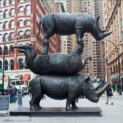 仿真犀牛景观铜雕-城市街道创意动物景观